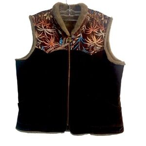 Unique Velour Velveteen Faux fur lined handmade vest see measurements XL